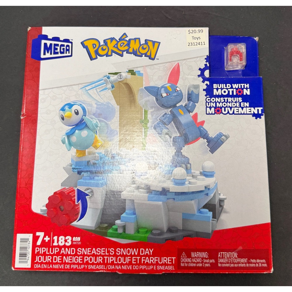 Mega Pokemon Building Set Kids 183pcs Blue Piplup and Sneasels Snow Day HKT20